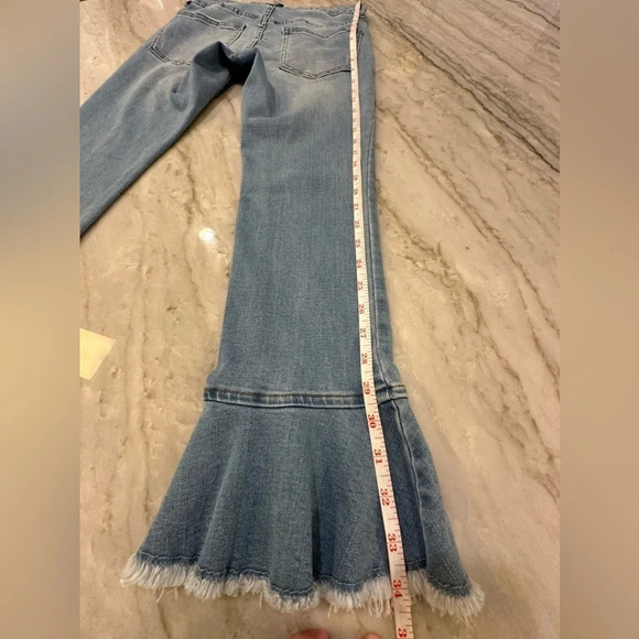 For the Republic Ruffle Trumpet Flare Fringe Bell Bottom Crop Jeans sz 2 / 25 - Picture 9 of 12